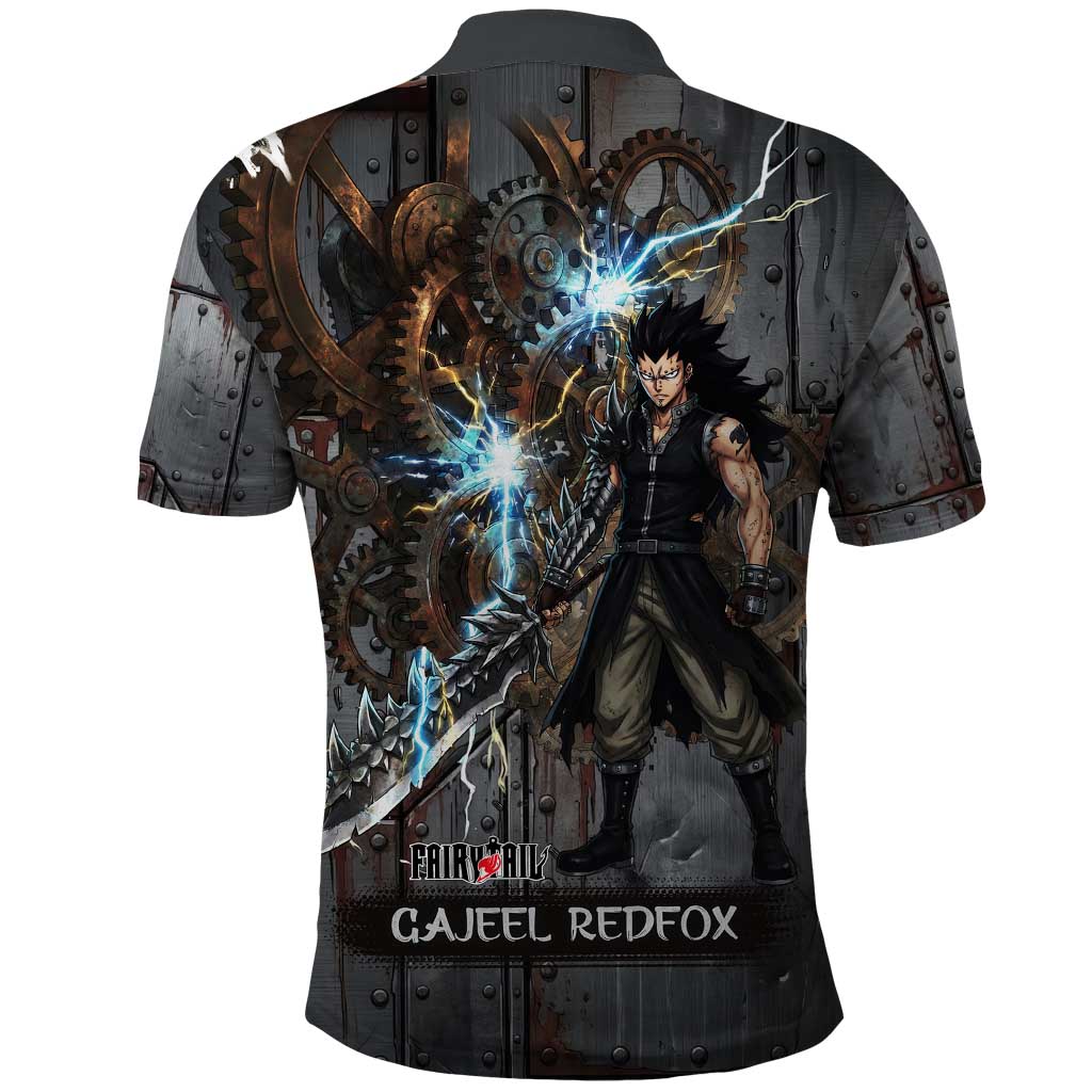 Gajeel Redfox Fairy Tail Polo Shirt Industrial Steampunk Anime Style with Iron Dragon Elements