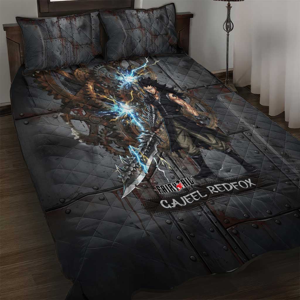 Gajeel Redfox Fairy Tail Quilt Bed Set Industrial Steampunk Anime Style with Iron Dragon Elements