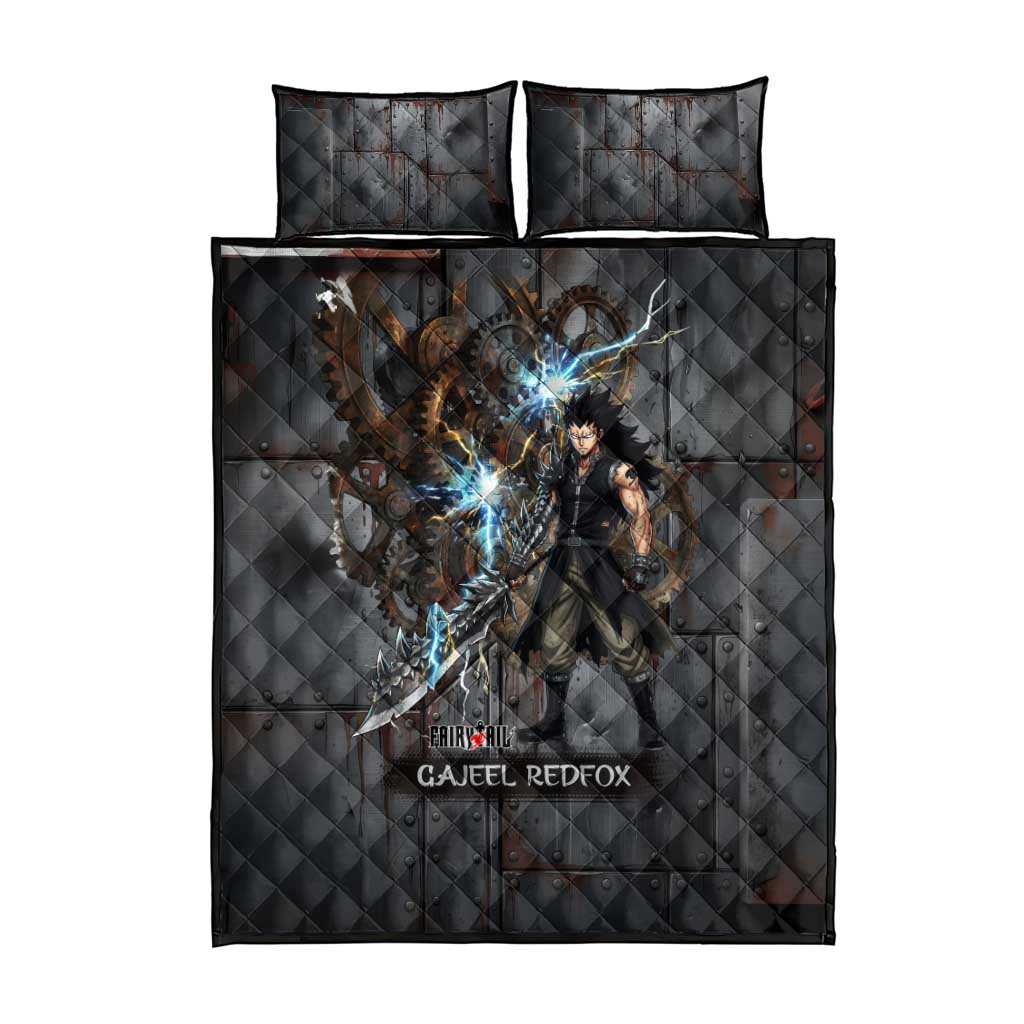 Gajeel Redfox Fairy Tail Quilt Bed Set Industrial Steampunk Anime Style with Iron Dragon Elements