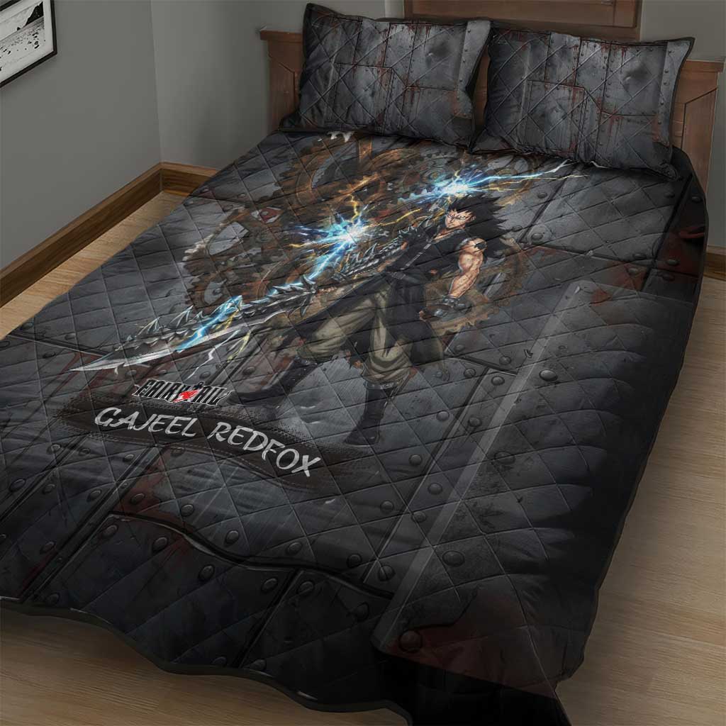 Gajeel Redfox Fairy Tail Quilt Bed Set Industrial Steampunk Anime Style with Iron Dragon Elements