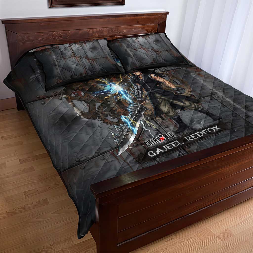 Gajeel Redfox Fairy Tail Quilt Bed Set Industrial Steampunk Anime Style with Iron Dragon Elements
