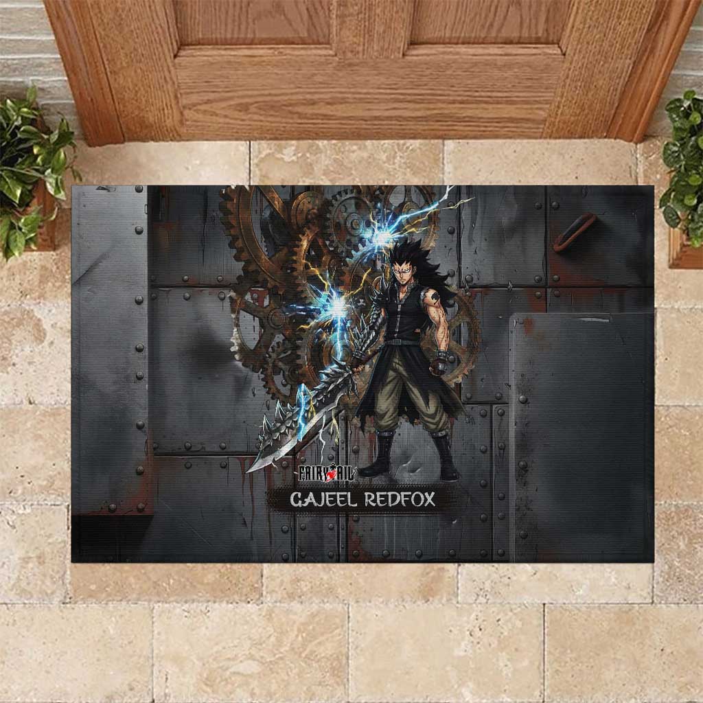 Gajeel Redfox Fairy Tail Rubber Doormat Industrial Steampunk Anime Style with Iron Dragon Elements