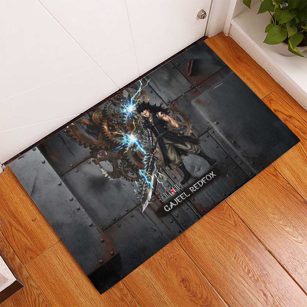 Gajeel Redfox Fairy Tail Rubber Doormat Industrial Steampunk Anime Style with Iron Dragon Elements