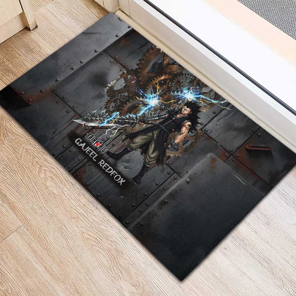Gajeel Redfox Fairy Tail Rubber Doormat Industrial Steampunk Anime Style with Iron Dragon Elements