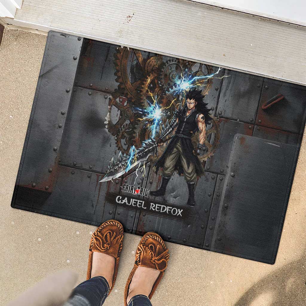 Gajeel Redfox Fairy Tail Rubber Doormat Industrial Steampunk Anime Style with Iron Dragon Elements