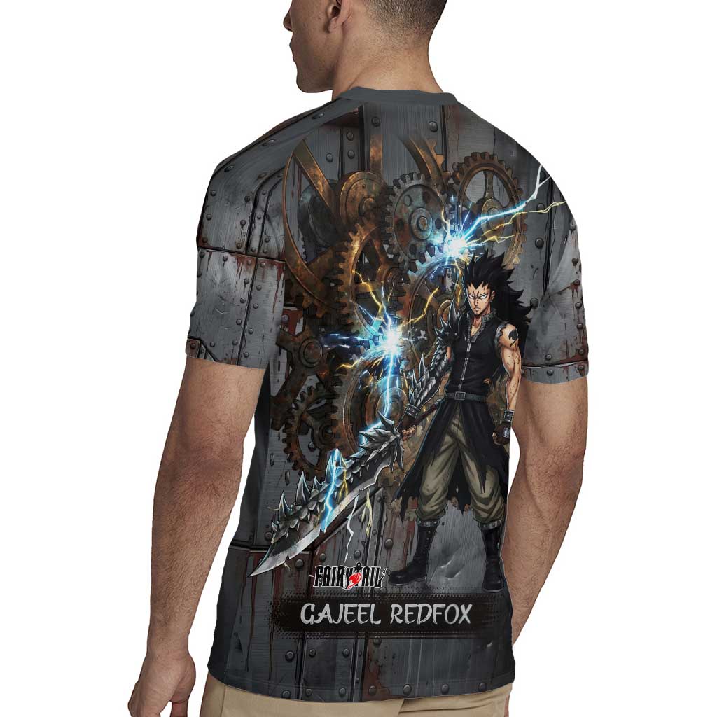 Gajeel Redfox Fairy Tail Rugby Jersey Industrial Steampunk Anime Style with Iron Dragon Elements