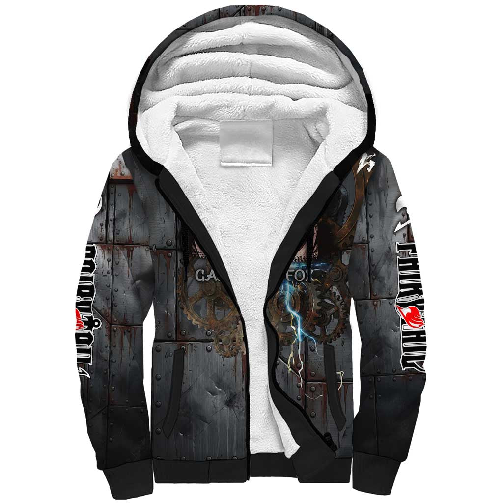 Gajeel Redfox Fairy Tail Sherpa Hoodie Industrial Steampunk Anime Style with Iron Dragon Elements