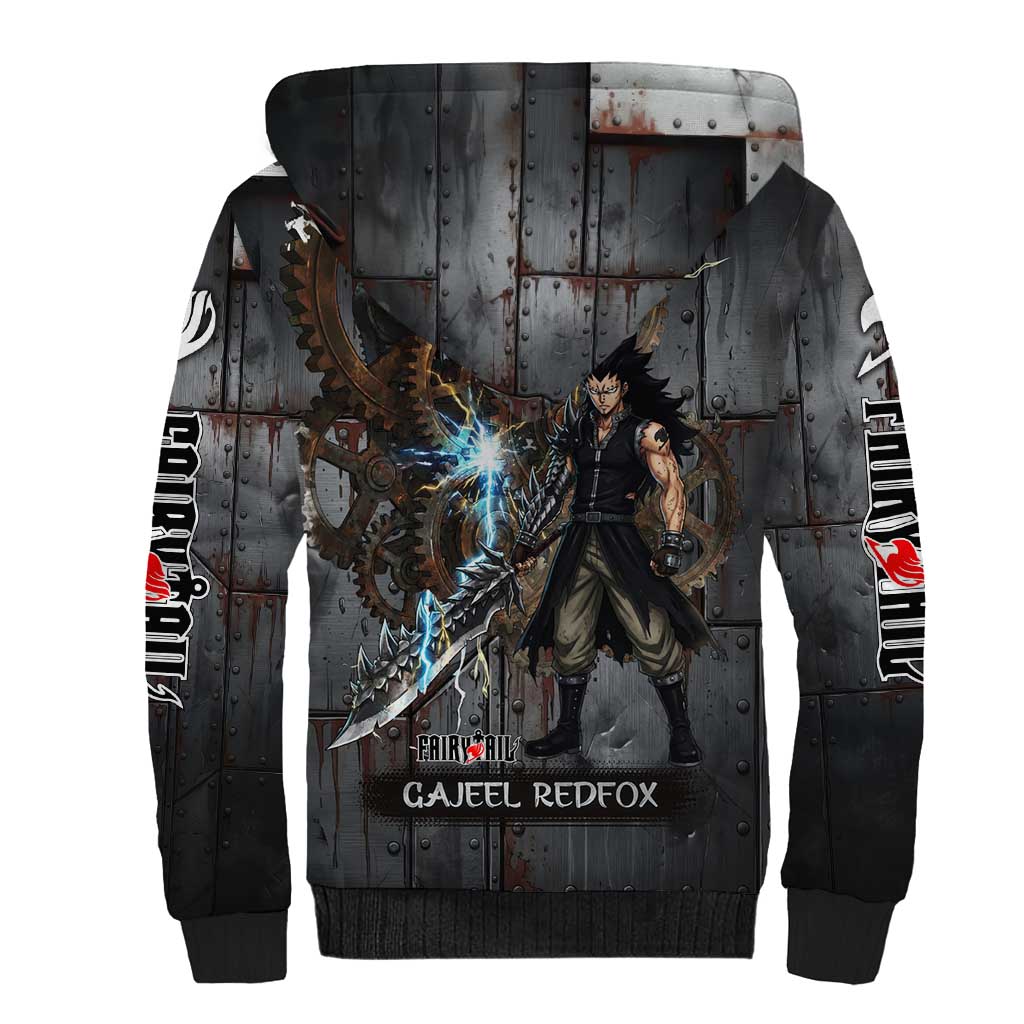 Gajeel Redfox Fairy Tail Sherpa Hoodie Industrial Steampunk Anime Style with Iron Dragon Elements