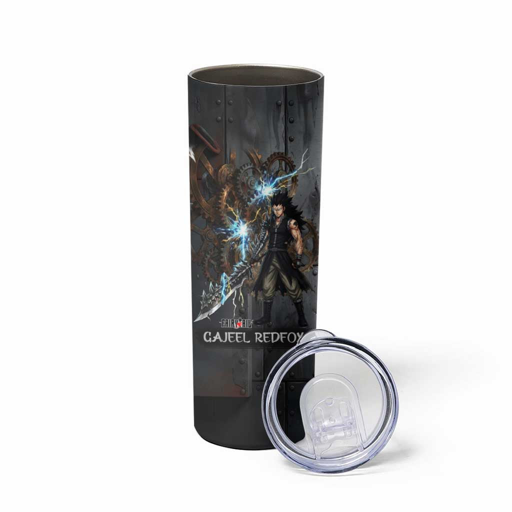 Gajeel Redfox Fairy Tail Skinny Tumbler Industrial Steampunk Anime Style with Iron Dragon Elements