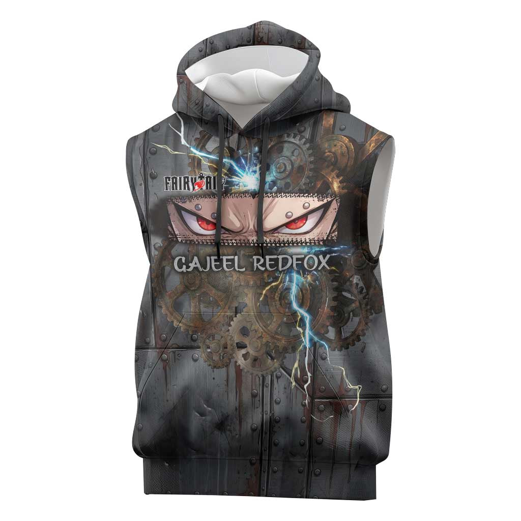 Gajeel Redfox Fairy Tail Sleeveless Hoodie Industrial Steampunk Anime Style with Iron Dragon Elements