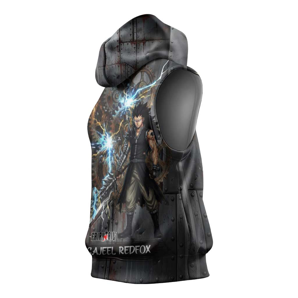 Gajeel Redfox Fairy Tail Sleeveless Hoodie Industrial Steampunk Anime Style with Iron Dragon Elements