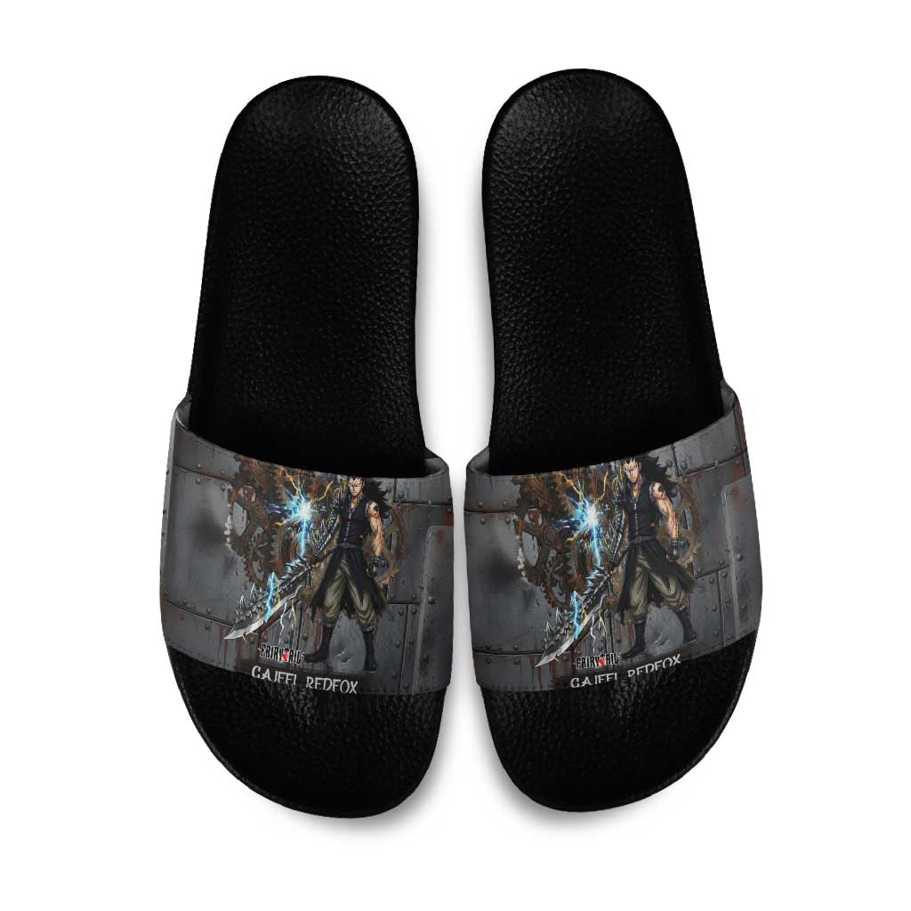 Gajeel Redfox Fairy Tail Slide Sandals Industrial Steampunk Anime Style with Iron Dragon Elements