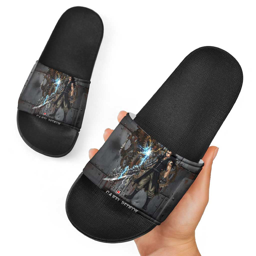 Gajeel Redfox Fairy Tail Slide Sandals Industrial Steampunk Anime Style with Iron Dragon Elements
