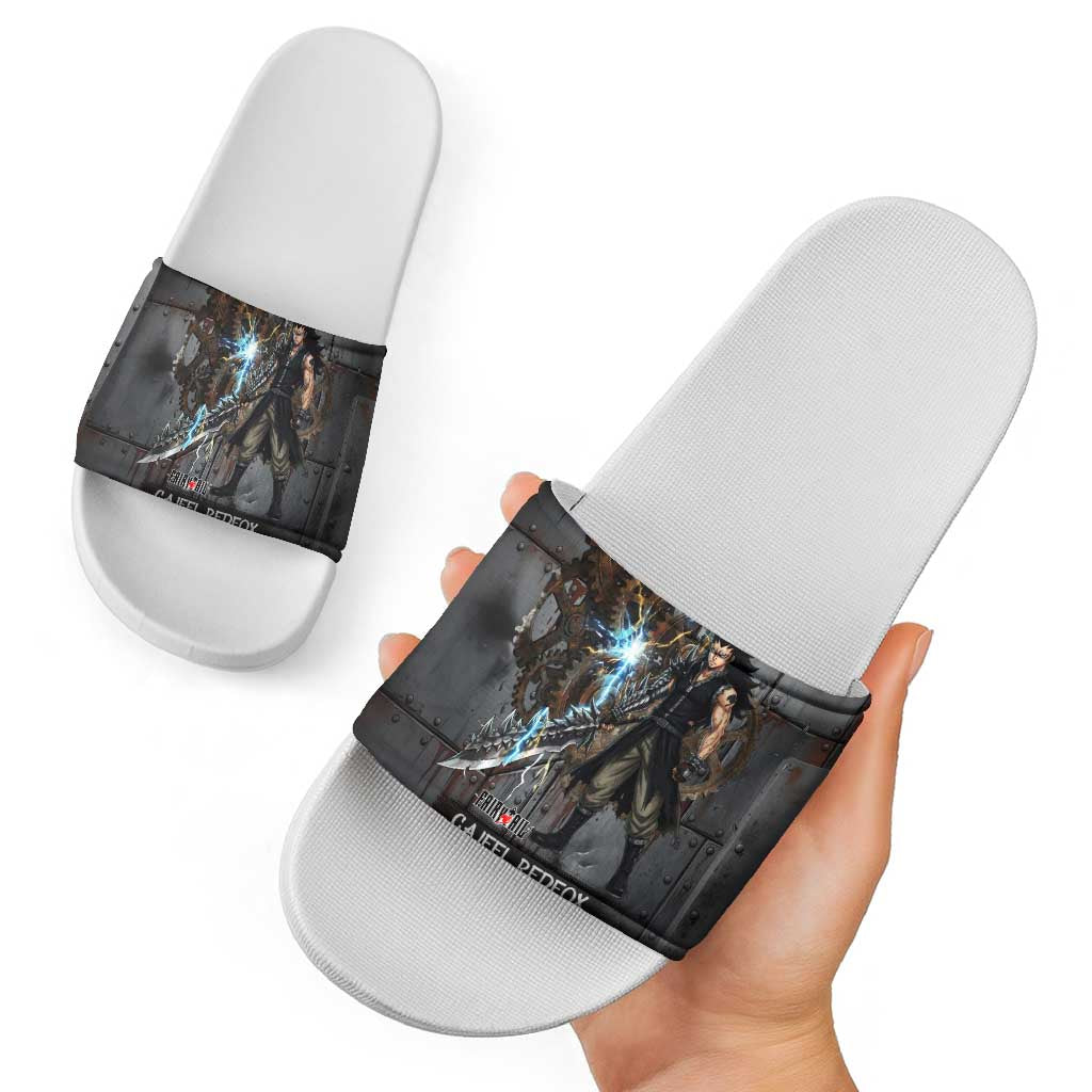Gajeel Redfox Fairy Tail Slide Sandals Industrial Steampunk Anime Style with Iron Dragon Elements