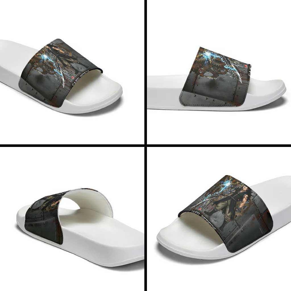 Gajeel Redfox Fairy Tail Slide Sandals Industrial Steampunk Anime Style with Iron Dragon Elements
