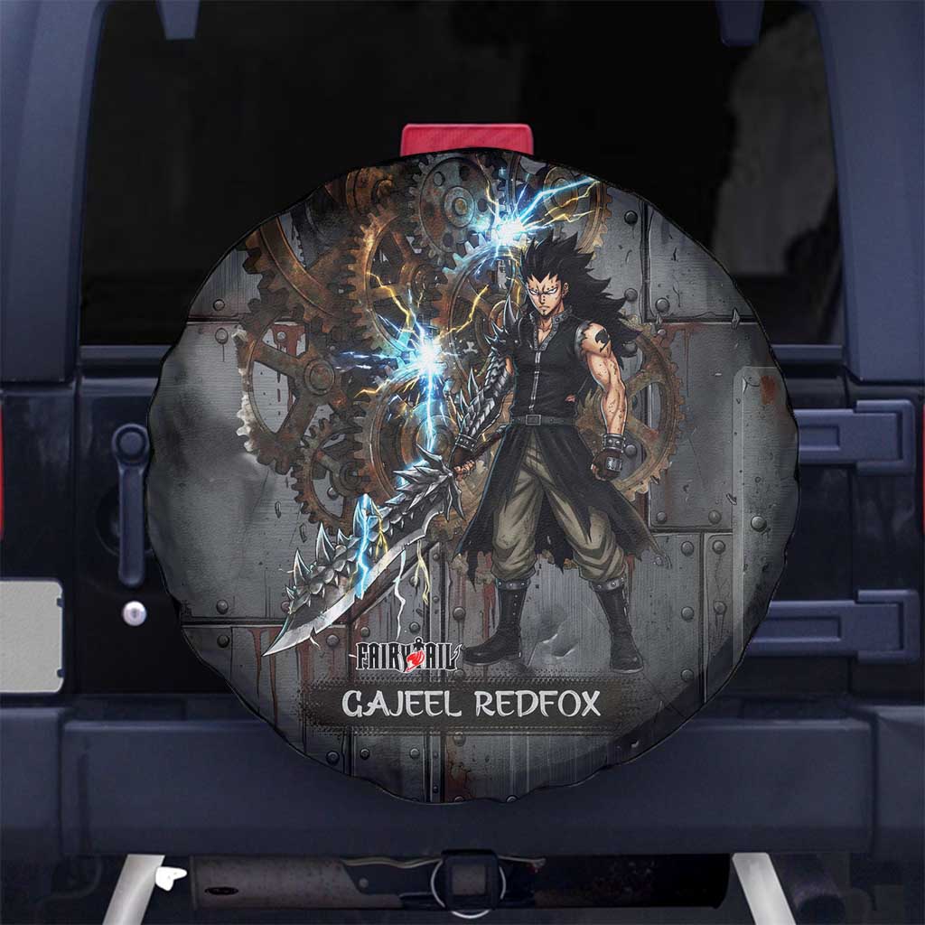 Gajeel Redfox Fairy Tail Spare Tire Cover Industrial Steampunk Anime Style with Iron Dragon Elements