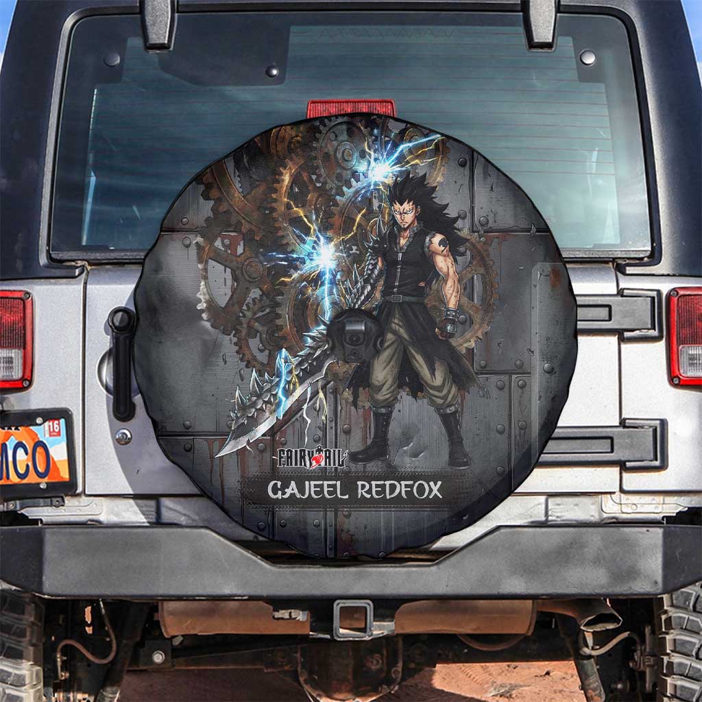 Gajeel Redfox Fairy Tail Spare Tire Cover Industrial Steampunk Anime Style with Iron Dragon Elements