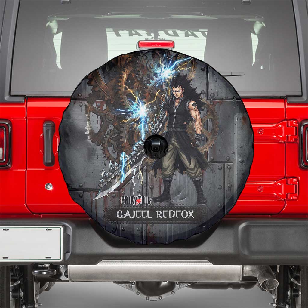 Gajeel Redfox Fairy Tail Spare Tire Cover Industrial Steampunk Anime Style with Iron Dragon Elements