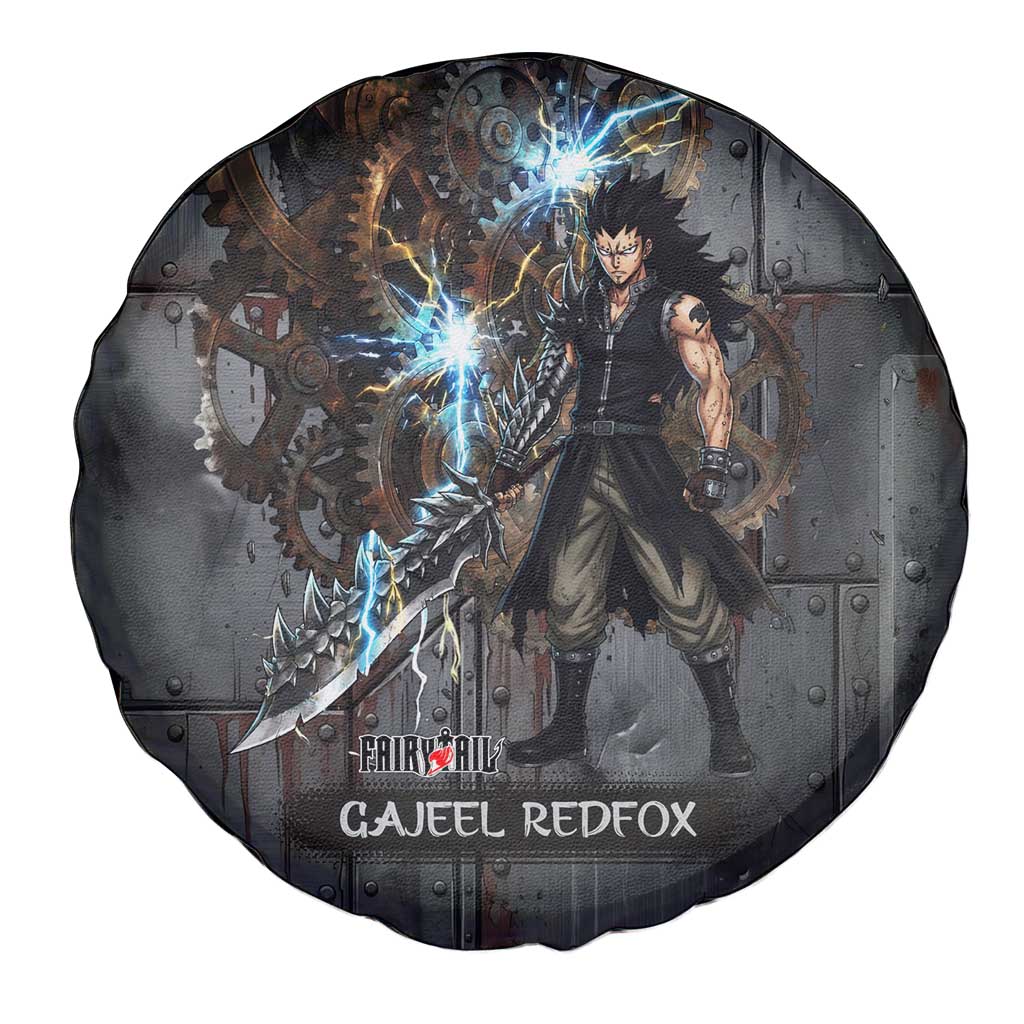 Gajeel Redfox Fairy Tail Spare Tire Cover Industrial Steampunk Anime Style with Iron Dragon Elements