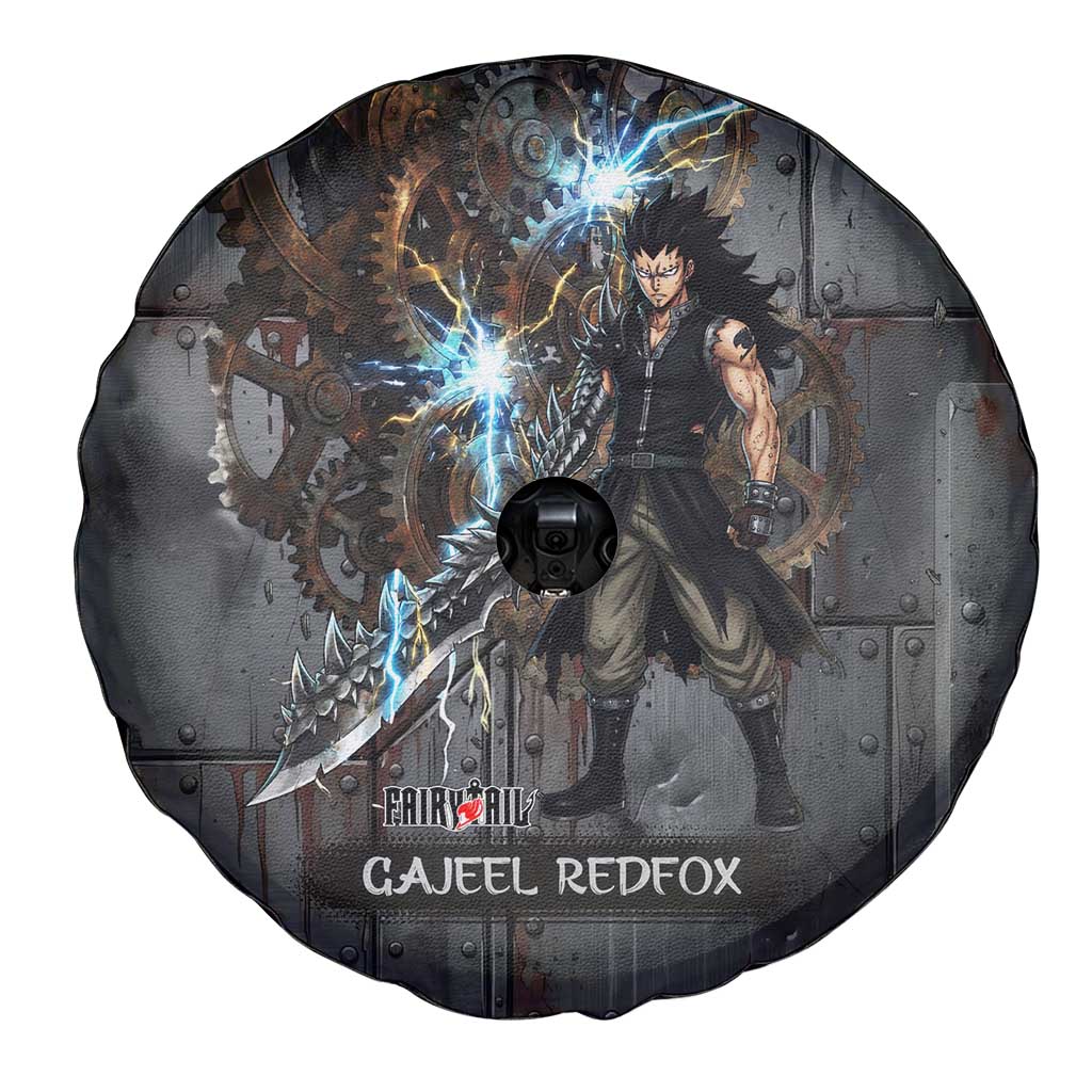 Gajeel Redfox Fairy Tail Spare Tire Cover Industrial Steampunk Anime Style with Iron Dragon Elements