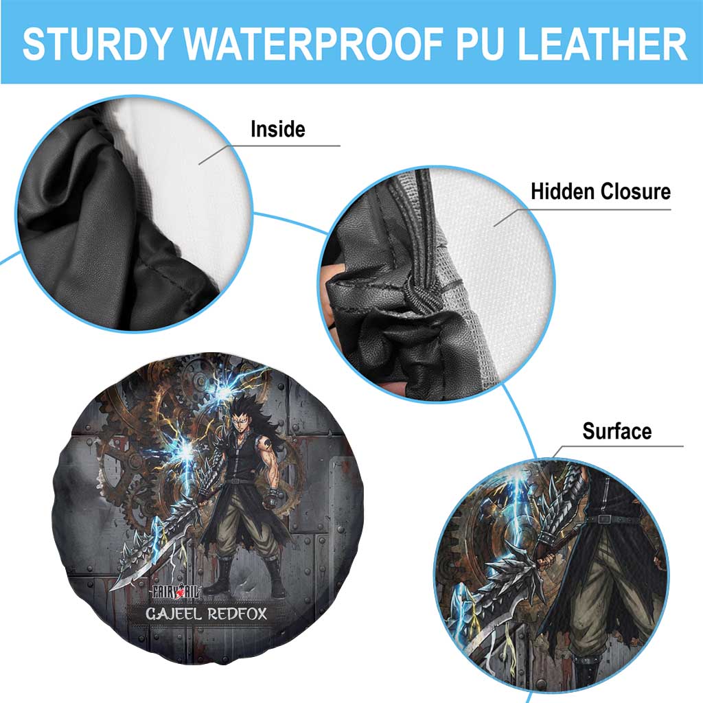 Gajeel Redfox Fairy Tail Spare Tire Cover Industrial Steampunk Anime Style with Iron Dragon Elements