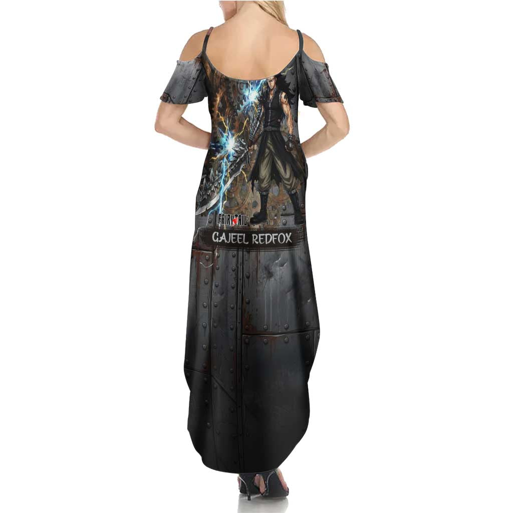 Gajeel Redfox Fairy Tail Summer Maxi Dress Industrial Steampunk Anime Style with Iron Dragon Elements