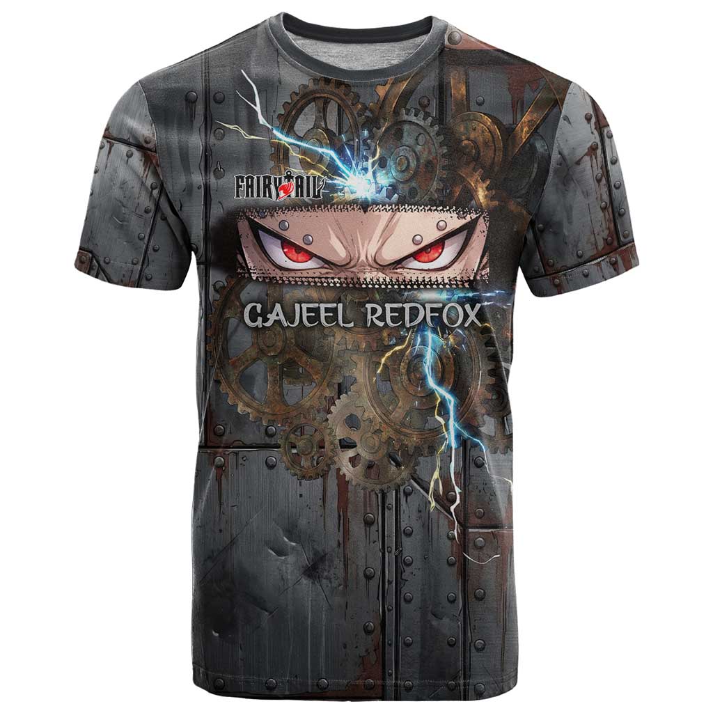 Gajeel Redfox Fairy Tail T Shirt Industrial Steampunk Anime Style with Iron Dragon Elements