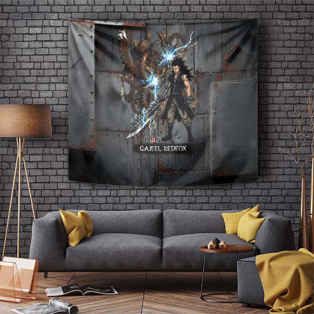 Gajeel Redfox Fairy Tail Tapestry Industrial Steampunk Anime Style with Iron Dragon Elements