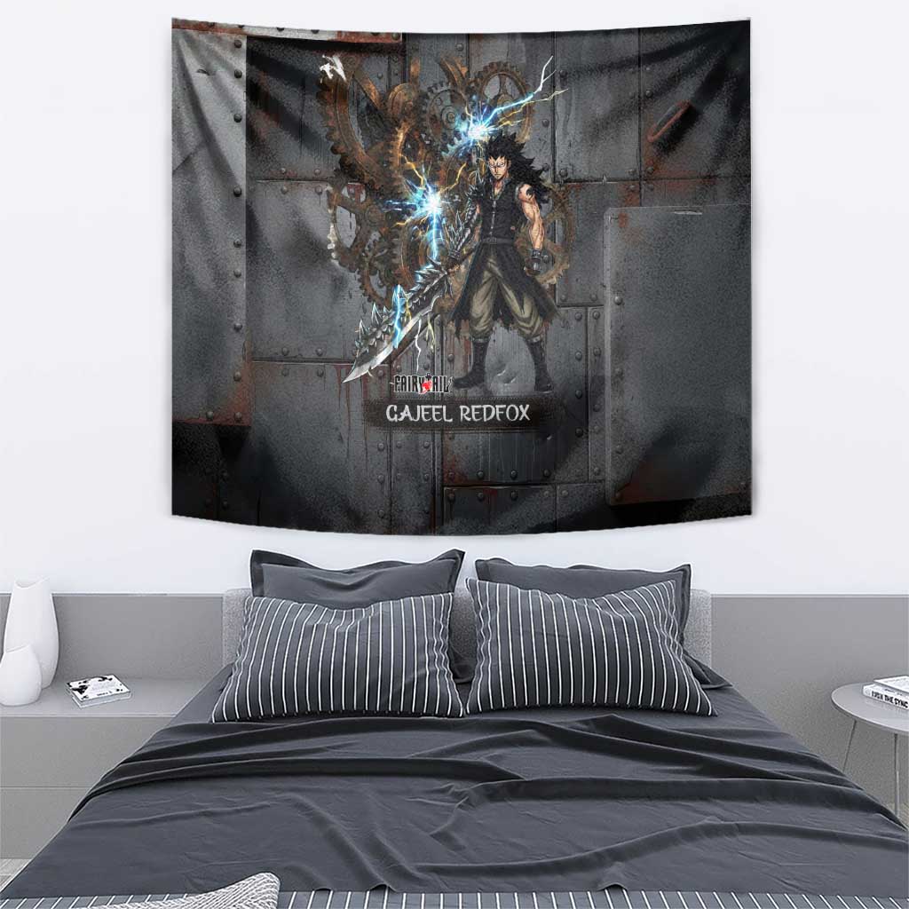 Gajeel Redfox Fairy Tail Tapestry Industrial Steampunk Anime Style with Iron Dragon Elements