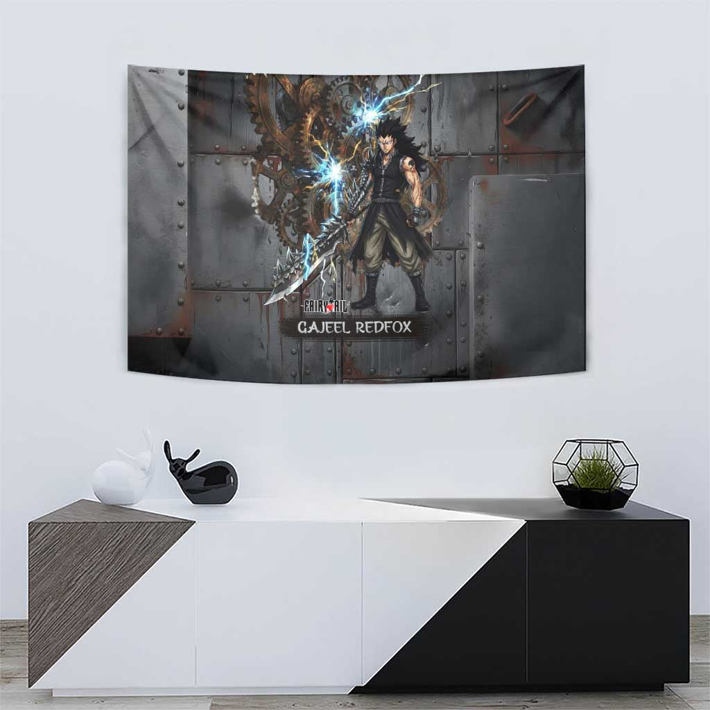 Gajeel Redfox Fairy Tail Tapestry Industrial Steampunk Anime Style with Iron Dragon Elements