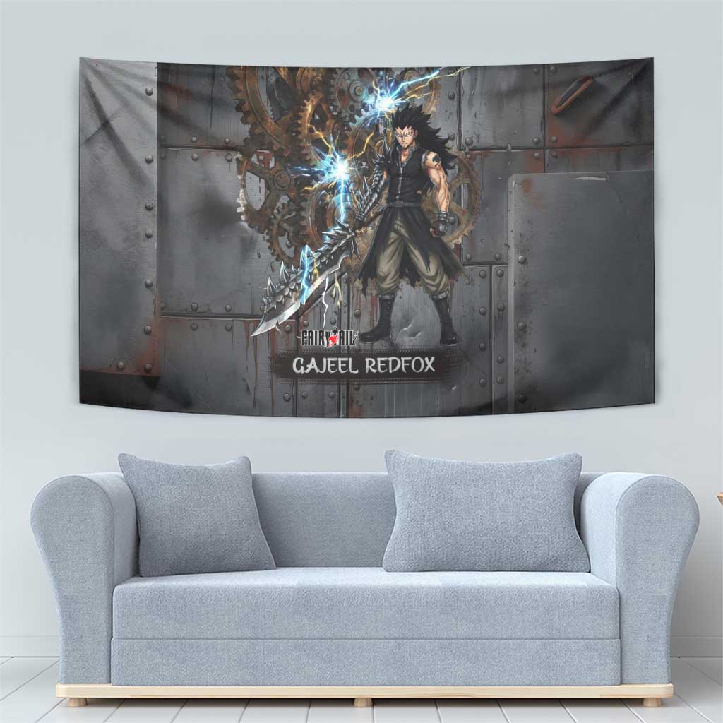 Gajeel Redfox Fairy Tail Tapestry Industrial Steampunk Anime Style with Iron Dragon Elements
