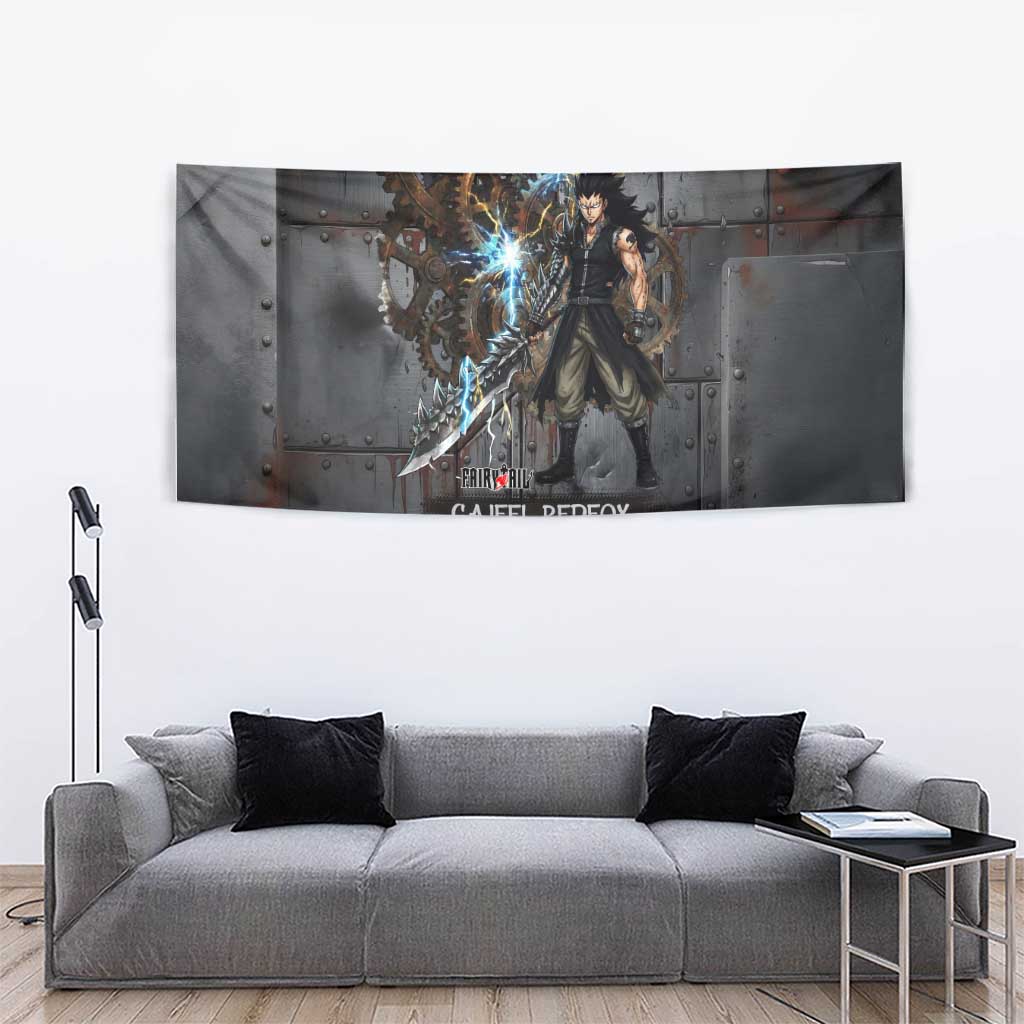 Gajeel Redfox Fairy Tail Tapestry Industrial Steampunk Anime Style with Iron Dragon Elements