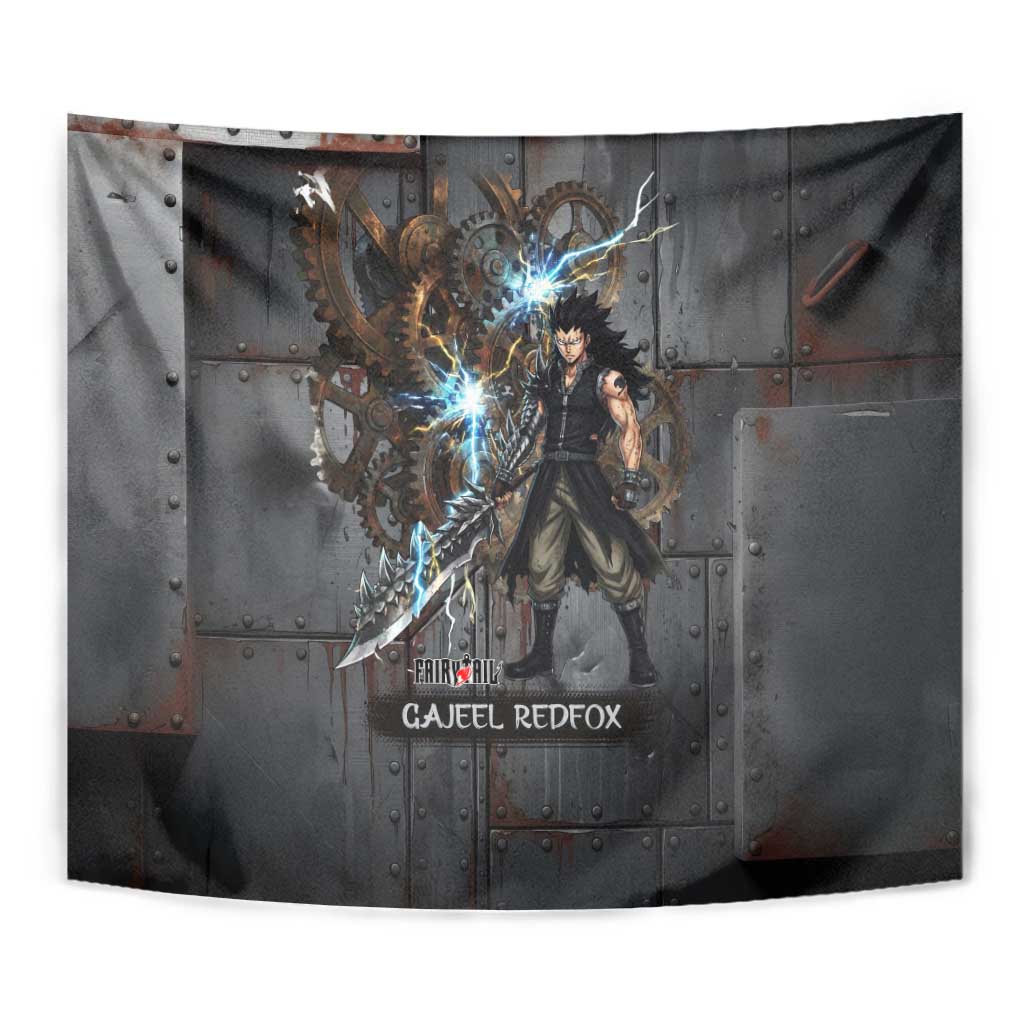 Gajeel Redfox Fairy Tail Tapestry Industrial Steampunk Anime Style with Iron Dragon Elements