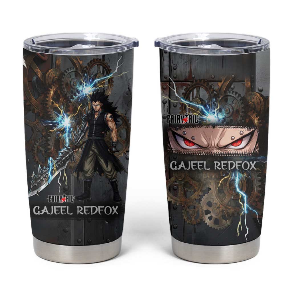 Gajeel Redfox Fairy Tail Tumbler Cup Industrial Steampunk Anime Style with Iron Dragon Elements