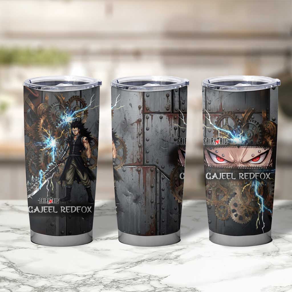 Gajeel Redfox Fairy Tail Tumbler Cup Industrial Steampunk Anime Style with Iron Dragon Elements
