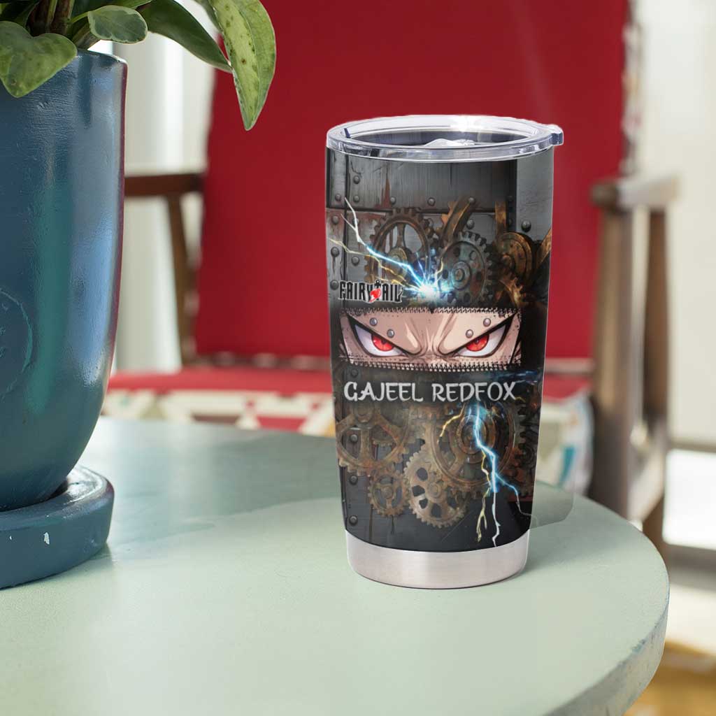 Gajeel Redfox Fairy Tail Tumbler Cup Industrial Steampunk Anime Style with Iron Dragon Elements