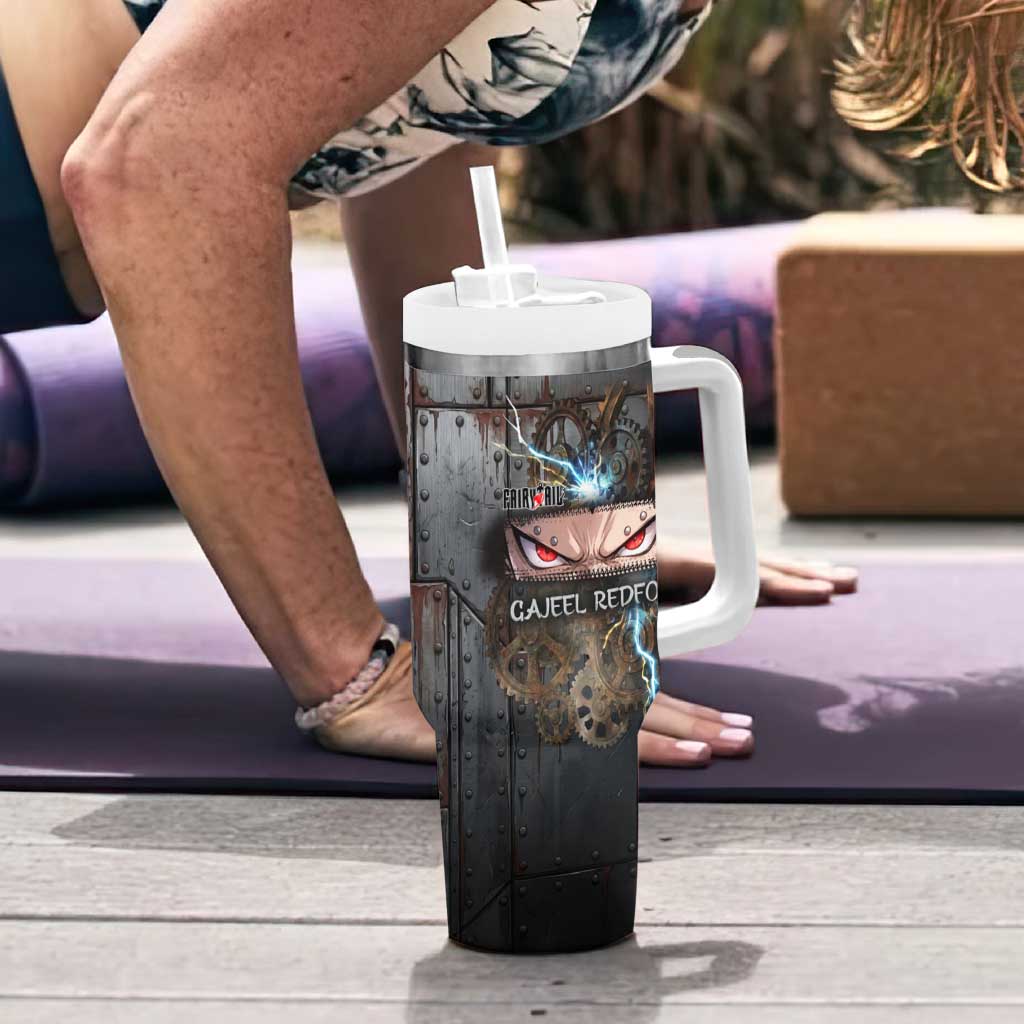 Gajeel Redfox Fairy Tail Tumbler With Handle Industrial Steampunk Anime Style with Iron Dragon Elements