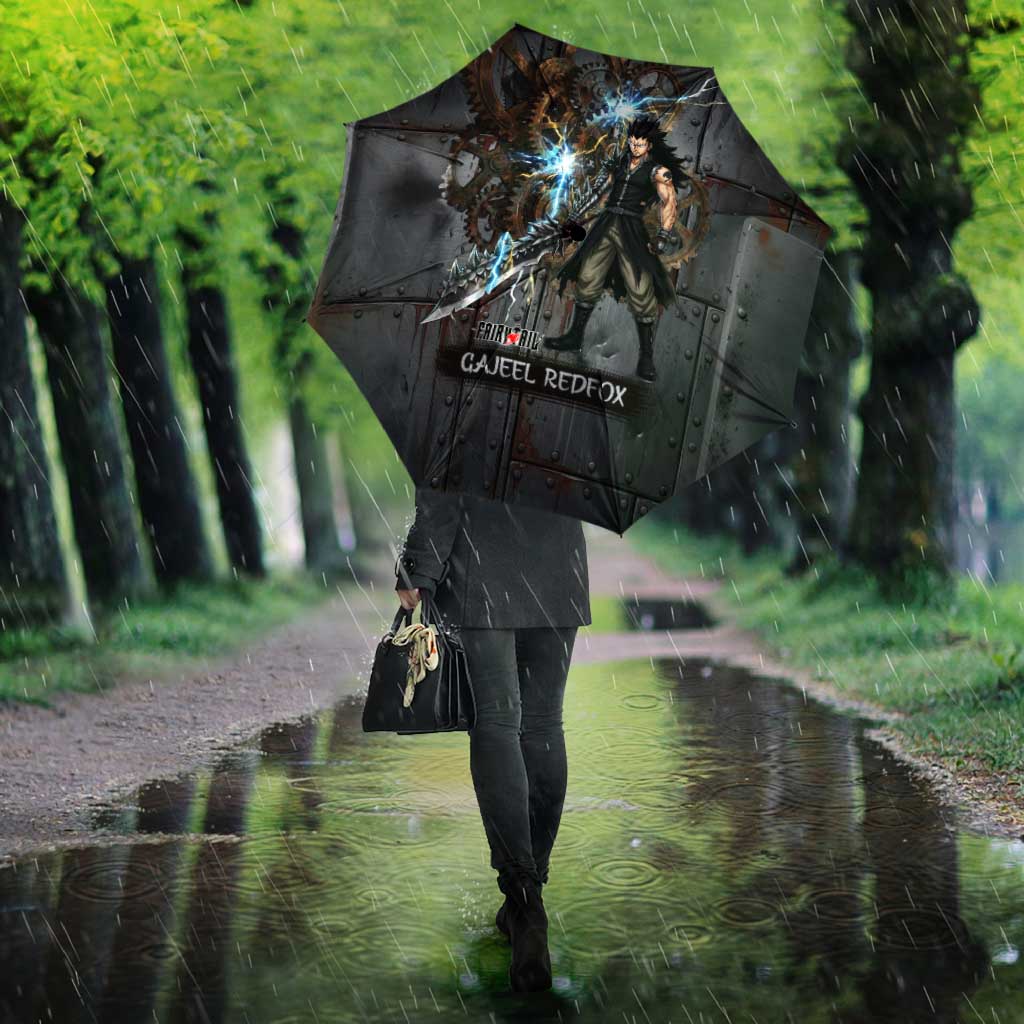 Gajeel Redfox Fairy Tail Umbrella Industrial Steampunk Anime Style with Iron Dragon Elements