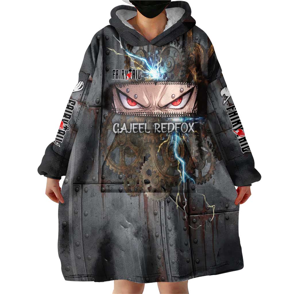Gajeel Redfox Fairy Tail Wearable Blanket Hoodie Industrial Steampunk Anime Style with Iron Dragon Elements
