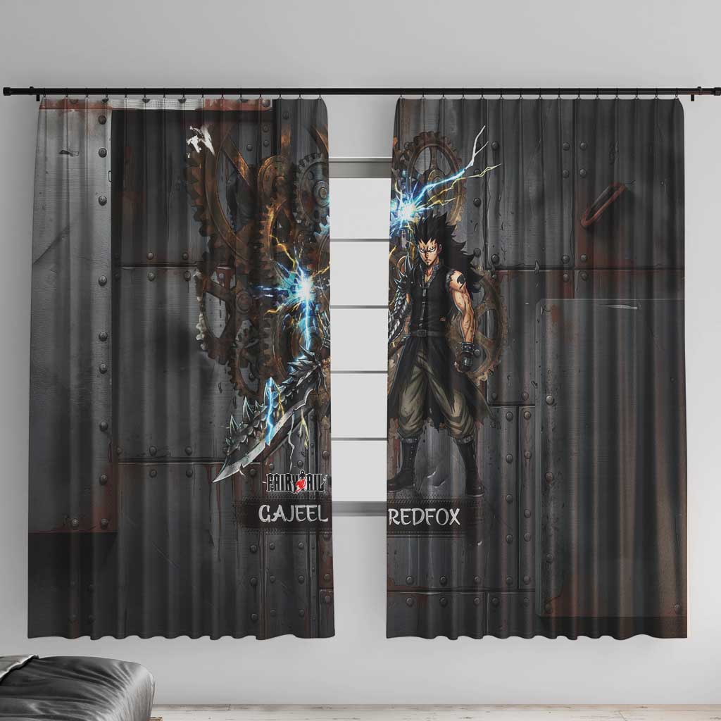 Gajeel Redfox Fairy Tail Window Curtain Industrial Steampunk Anime Style with Iron Dragon Elements