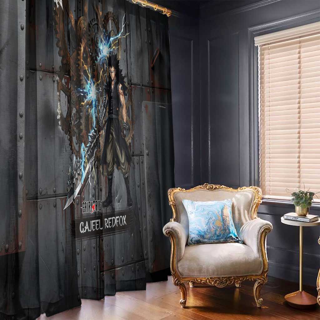 Gajeel Redfox Fairy Tail Window Curtain Industrial Steampunk Anime Style with Iron Dragon Elements