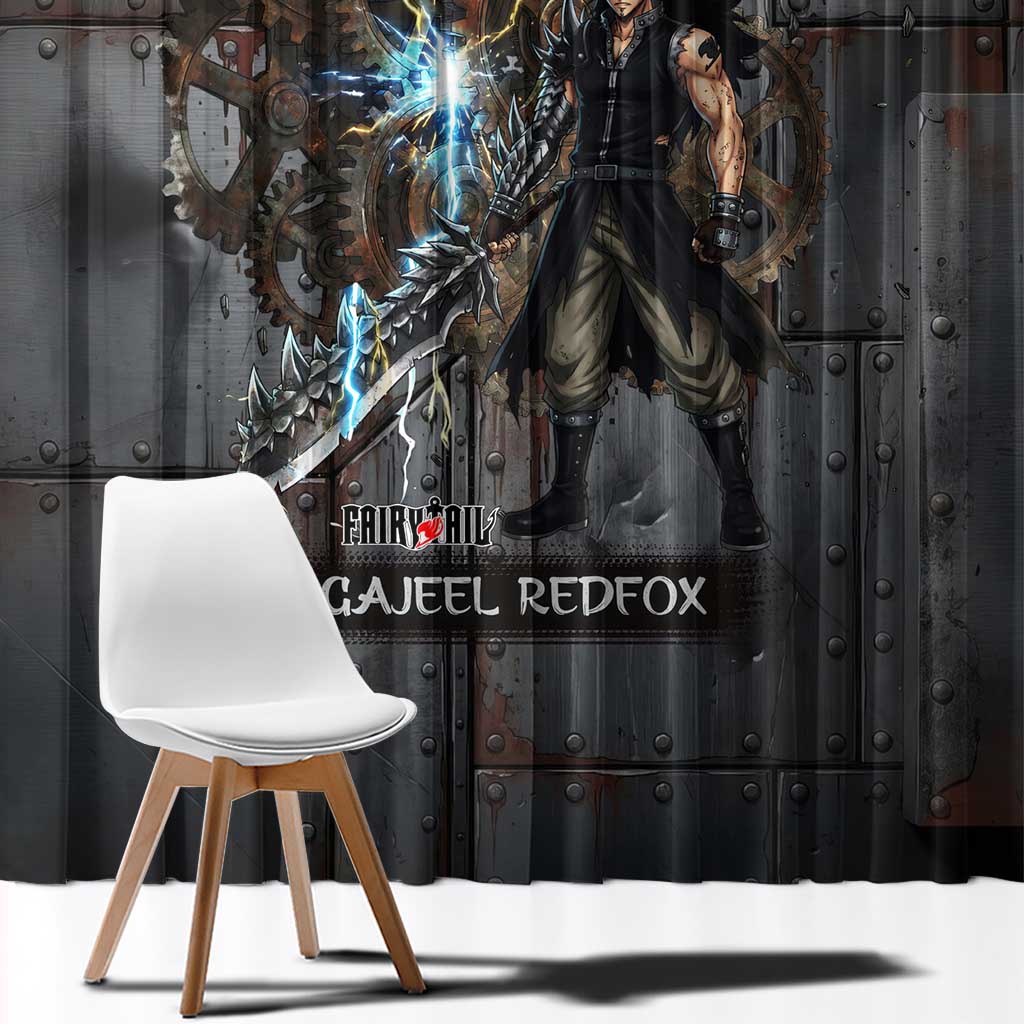 Gajeel Redfox Fairy Tail Window Curtain Industrial Steampunk Anime Style with Iron Dragon Elements