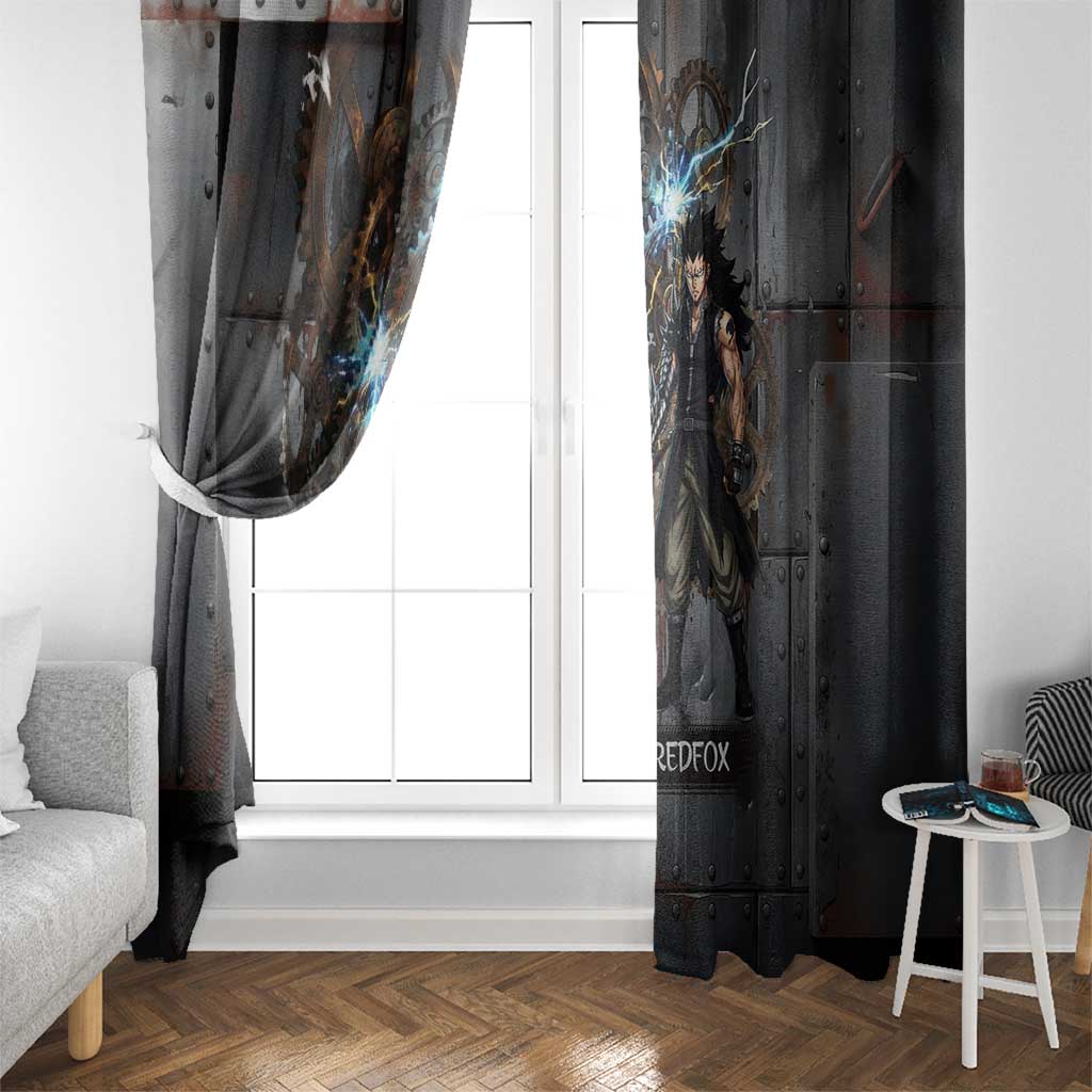 Gajeel Redfox Fairy Tail Window Curtain Industrial Steampunk Anime Style with Iron Dragon Elements