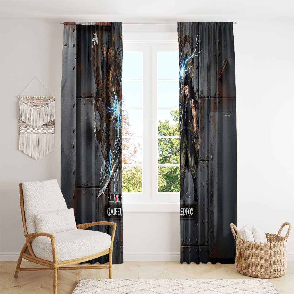 Gajeel Redfox Fairy Tail Window Curtain Industrial Steampunk Anime Style with Iron Dragon Elements