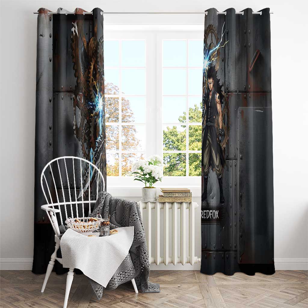 Gajeel Redfox Fairy Tail Window Curtain Industrial Steampunk Anime Style with Iron Dragon Elements