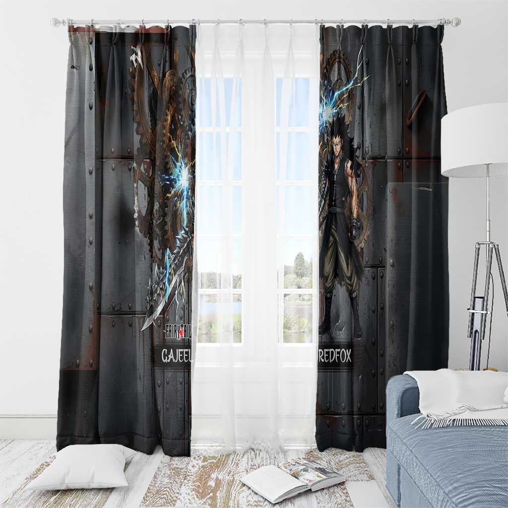 Gajeel Redfox Fairy Tail Window Curtain Industrial Steampunk Anime Style with Iron Dragon Elements