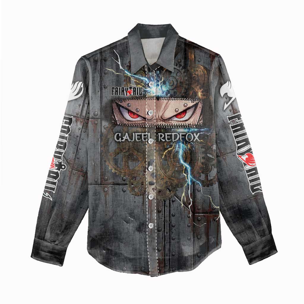 Gajeel Redfox Fairy Tail Women Casual Shirt Industrial Steampunk Anime Style with Iron Dragon Elements