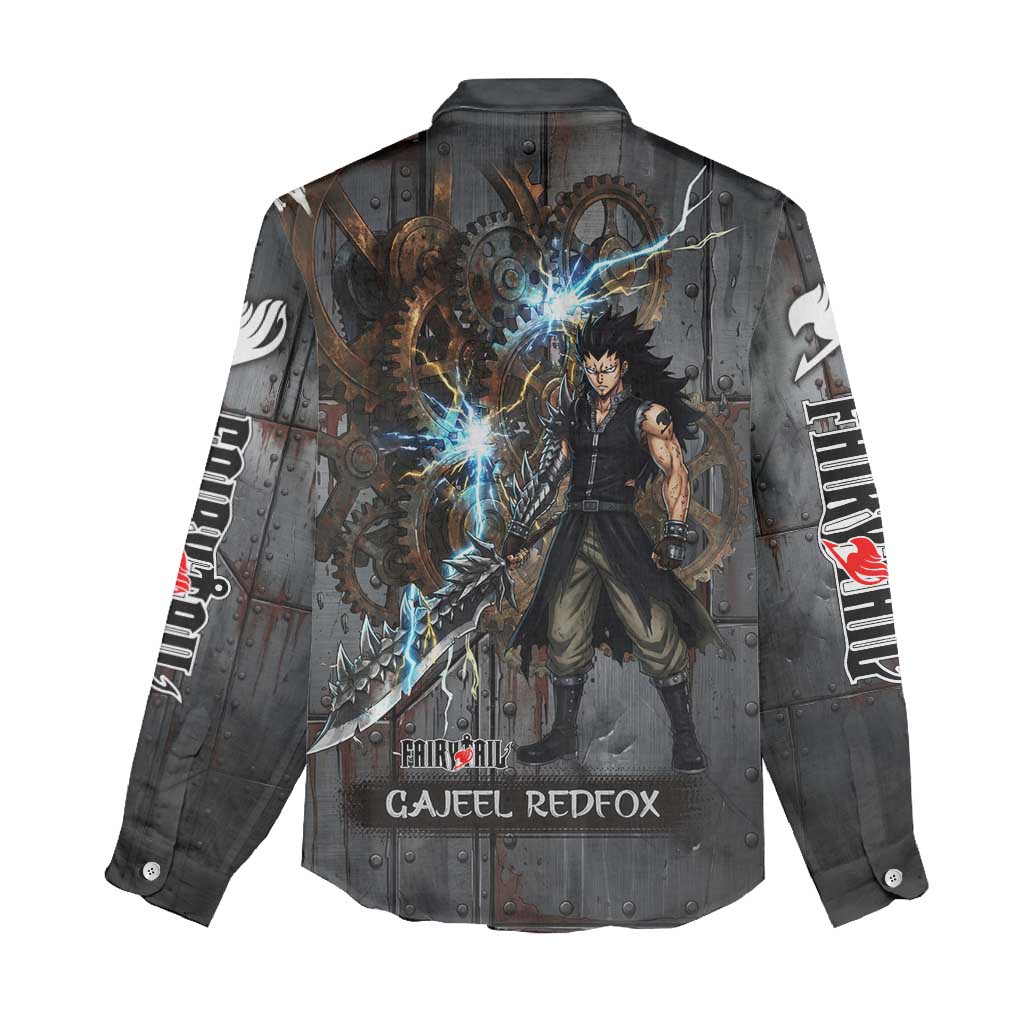 Gajeel Redfox Fairy Tail Women Casual Shirt Industrial Steampunk Anime Style with Iron Dragon Elements