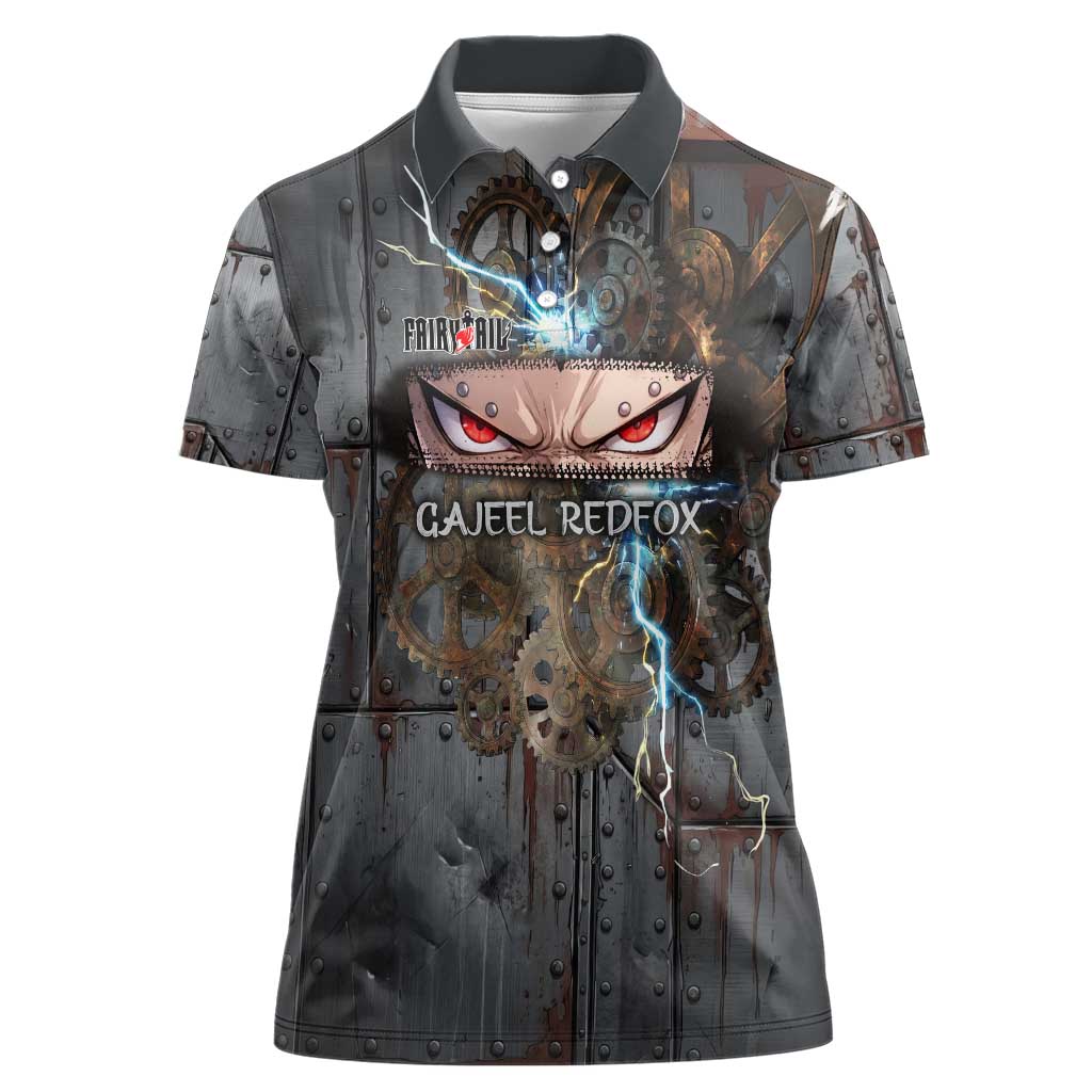 Gajeel Redfox Fairy Tail Women Polo Shirt Industrial Steampunk Anime Style with Iron Dragon Elements