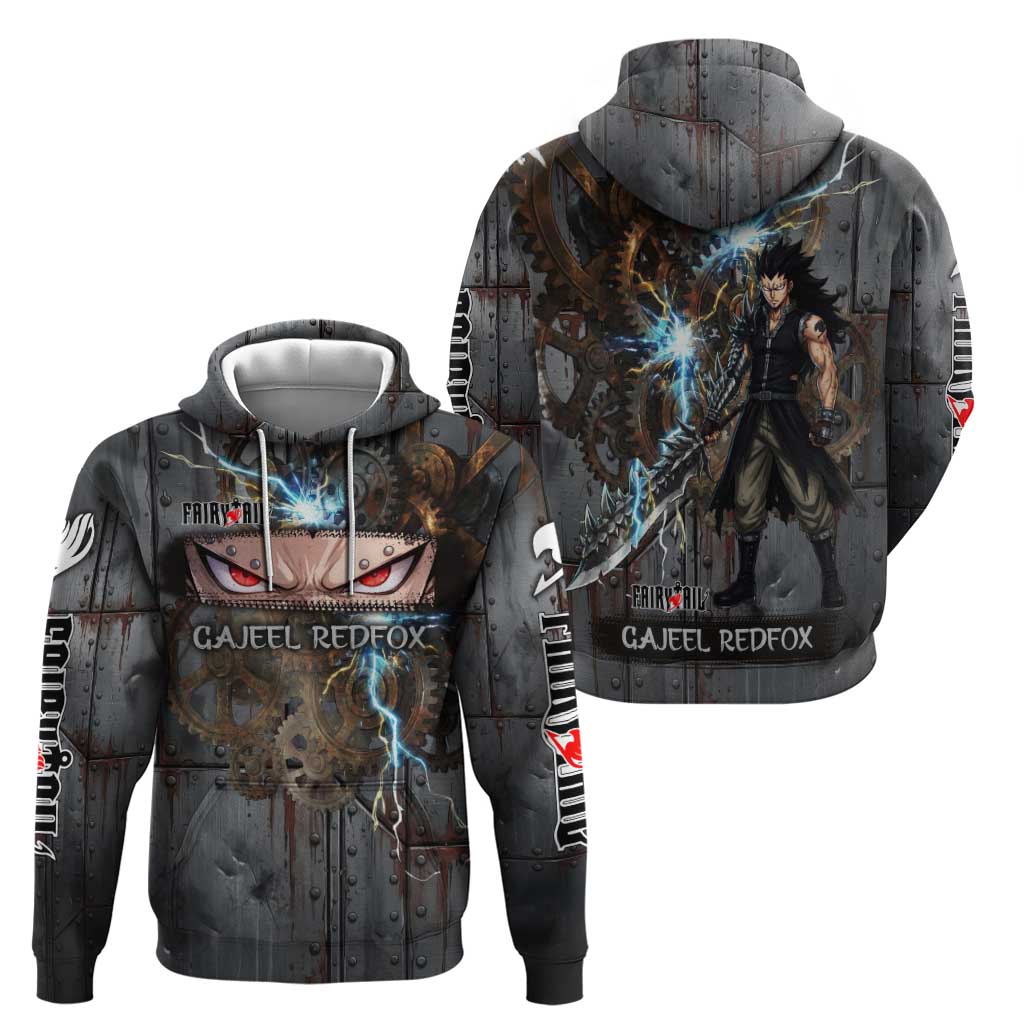 Gajeel Redfox Fairy Tail Zip Hoodie Industrial Steampunk Anime Style with Iron Dragon Elements